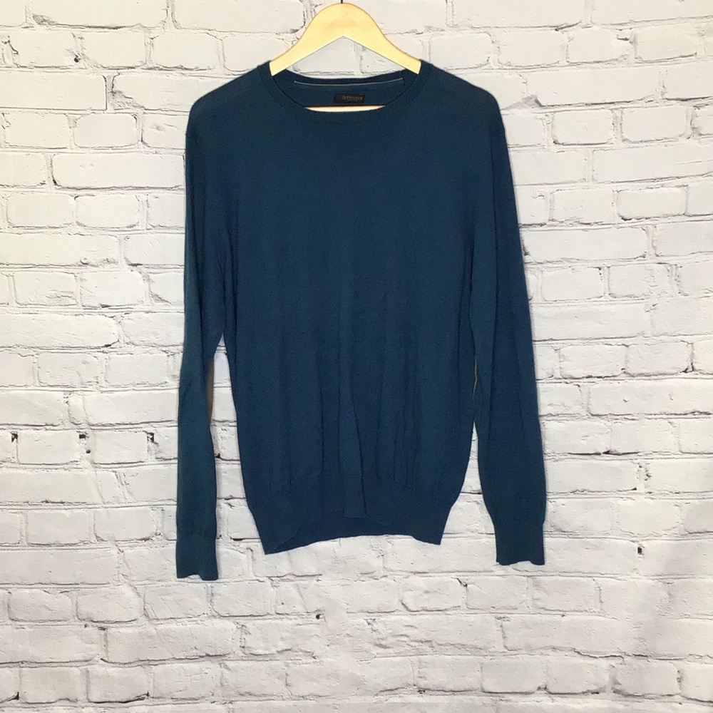 Gutteridge Teal Crewneck Sweater Black Label Cotton Silk Cashmere Large